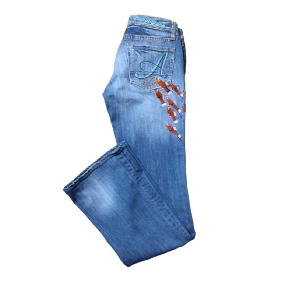 Anoname Denim - Anoname Jeans with Embroidered Koi Fish Size 28